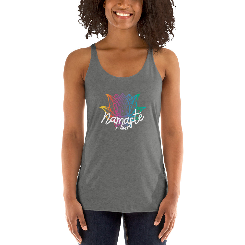 Namaste Sober Rainbow Lotus - Women's Racerback Tank