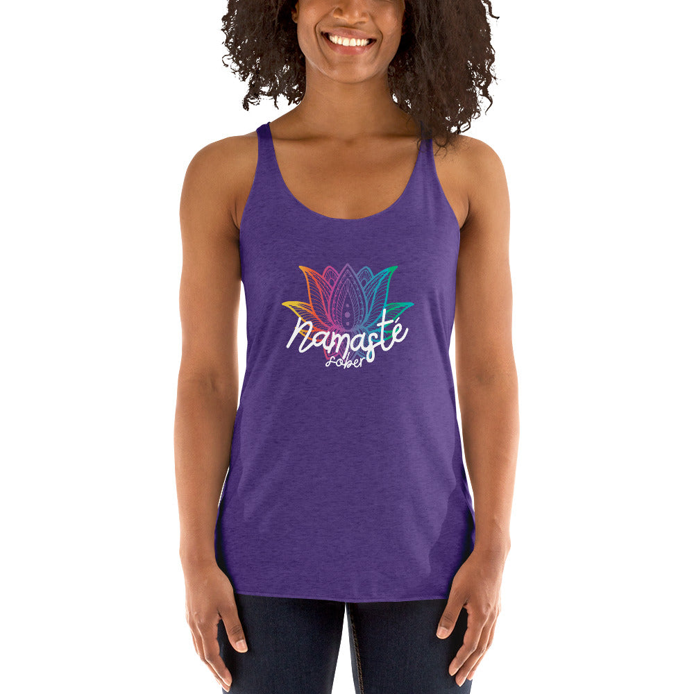 Namaste Sober Rainbow Lotus - Women's Racerback Tank