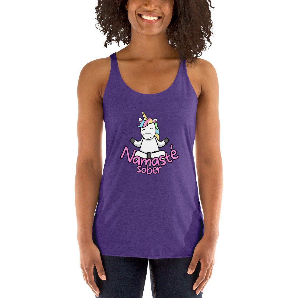 Namaste Sober Rainbow Unicorn - Women's Racerback Tank