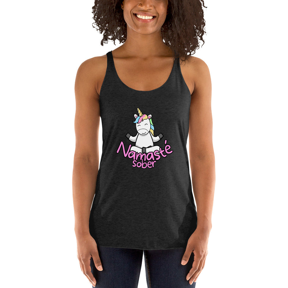 Namaste Sober Rainbow Unicorn - Women's Racerback Tank