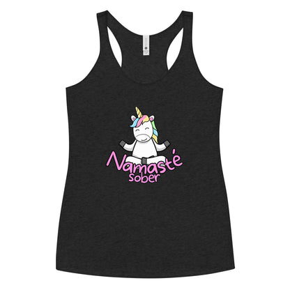 Namaste Sober Rainbow Unicorn - Women's Racerback Tank