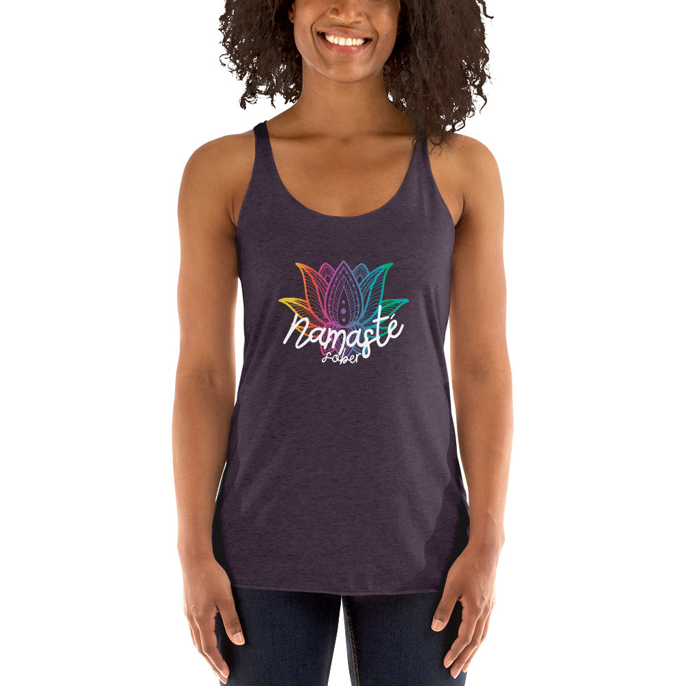 Namaste Sober Rainbow Lotus - Women's Racerback Tank