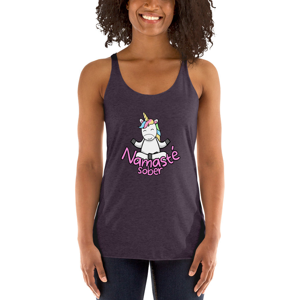 Namaste Sober Rainbow Unicorn - Women's Racerback Tank