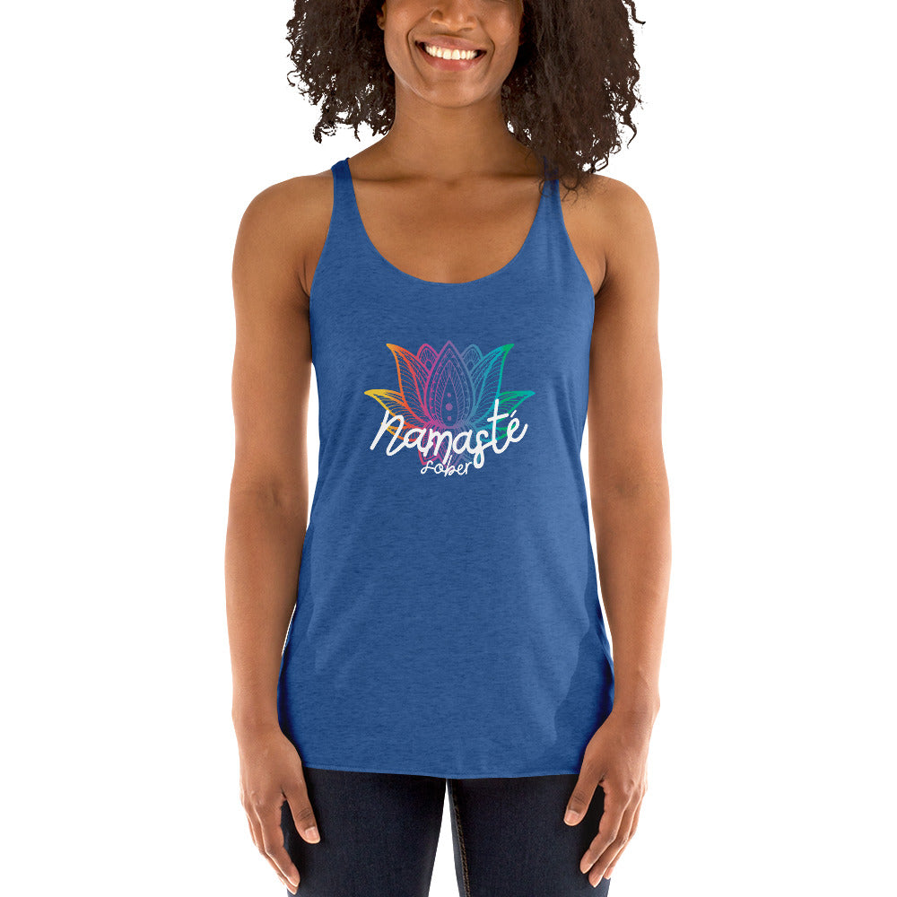 Namaste Sober Rainbow Lotus - Women's Racerback Tank