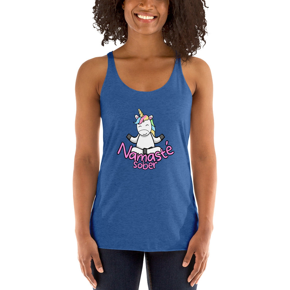 Namaste Sober Rainbow Unicorn - Women's Racerback Tank