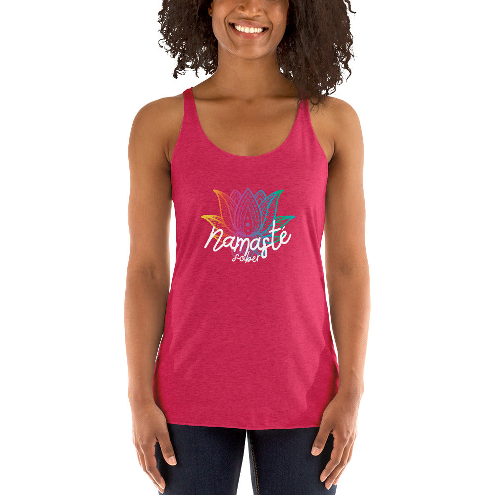 Namaste Sober Rainbow Lotus - Women's Racerback Tank