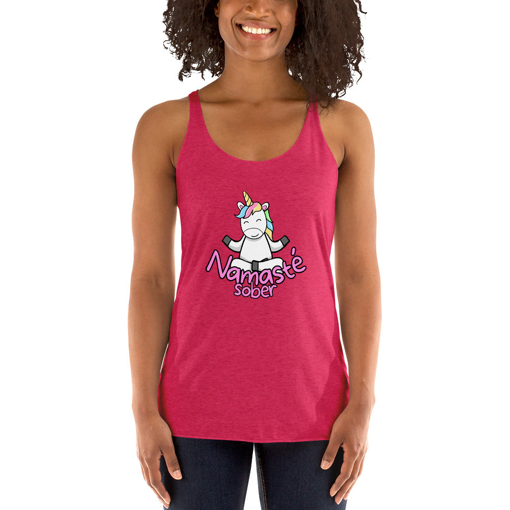 Namaste Sober Rainbow Unicorn - Women's Racerback Tank