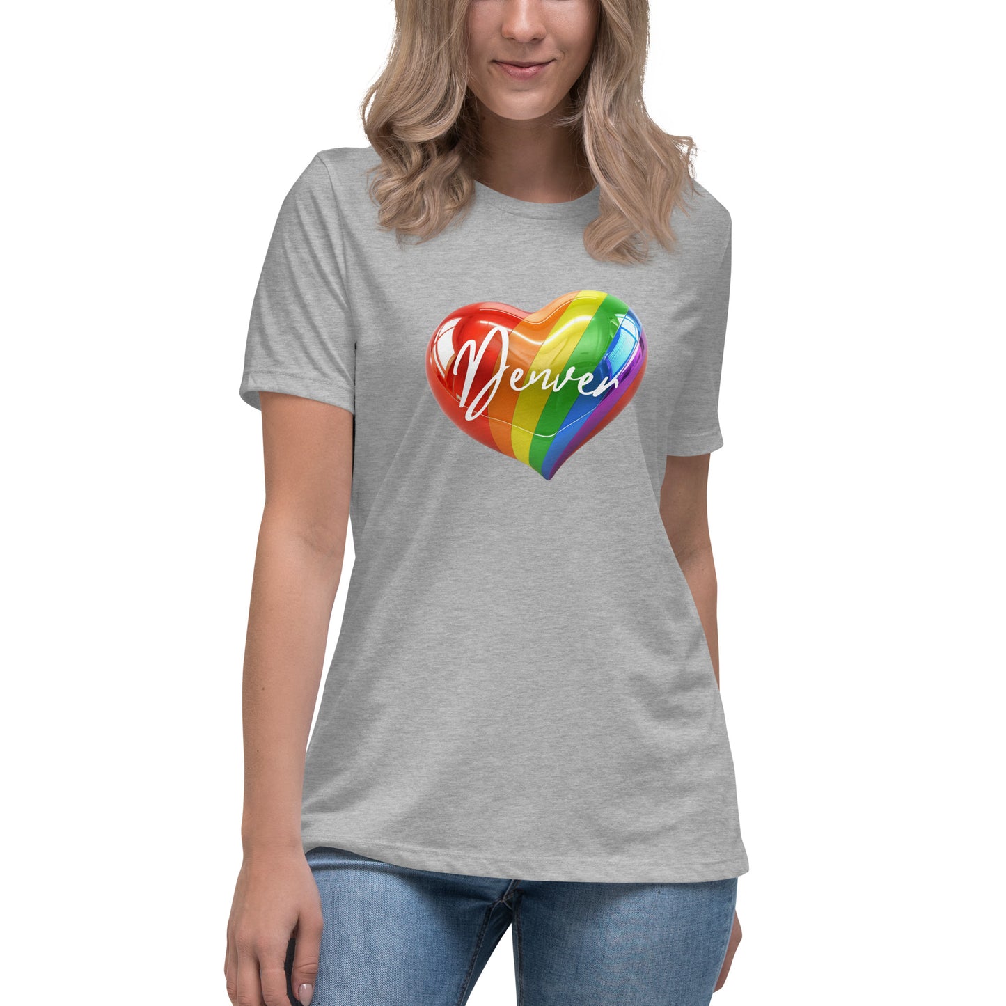 Denver Pride Rainbow Heart - Women's Relaxed T-Shirt