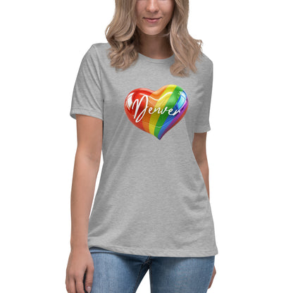 Denver Pride Rainbow Heart - Women's Relaxed T-Shirt