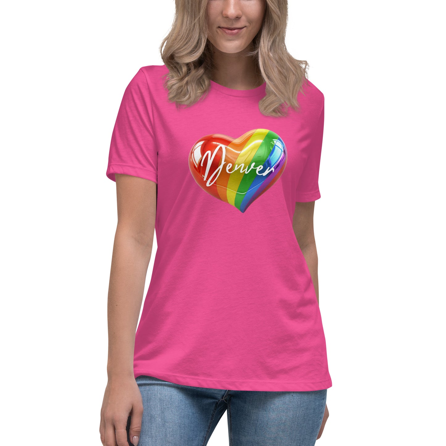 Denver Pride Rainbow Heart - Women's Relaxed T-Shirt