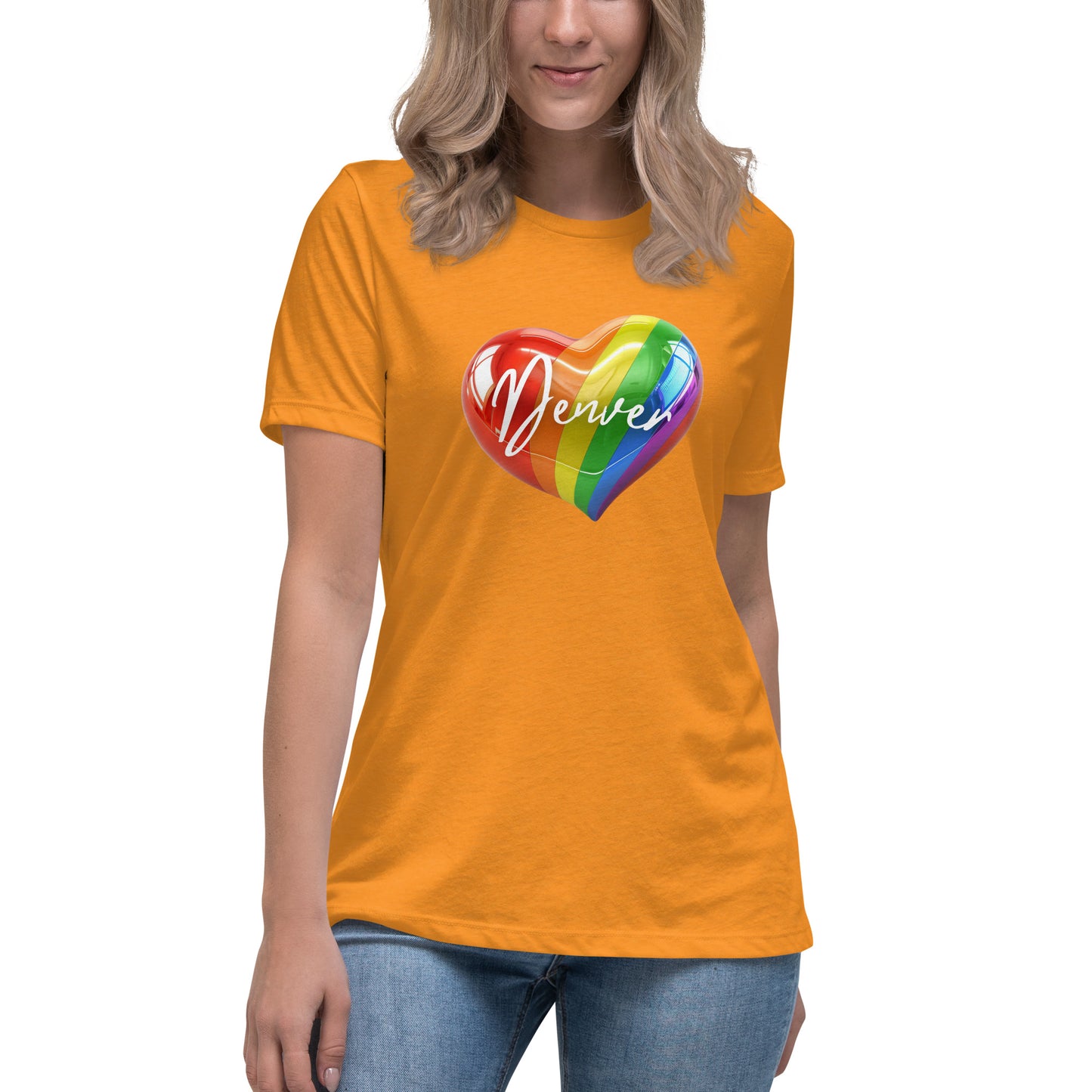 Denver Pride Rainbow Heart - Women's Relaxed T-Shirt