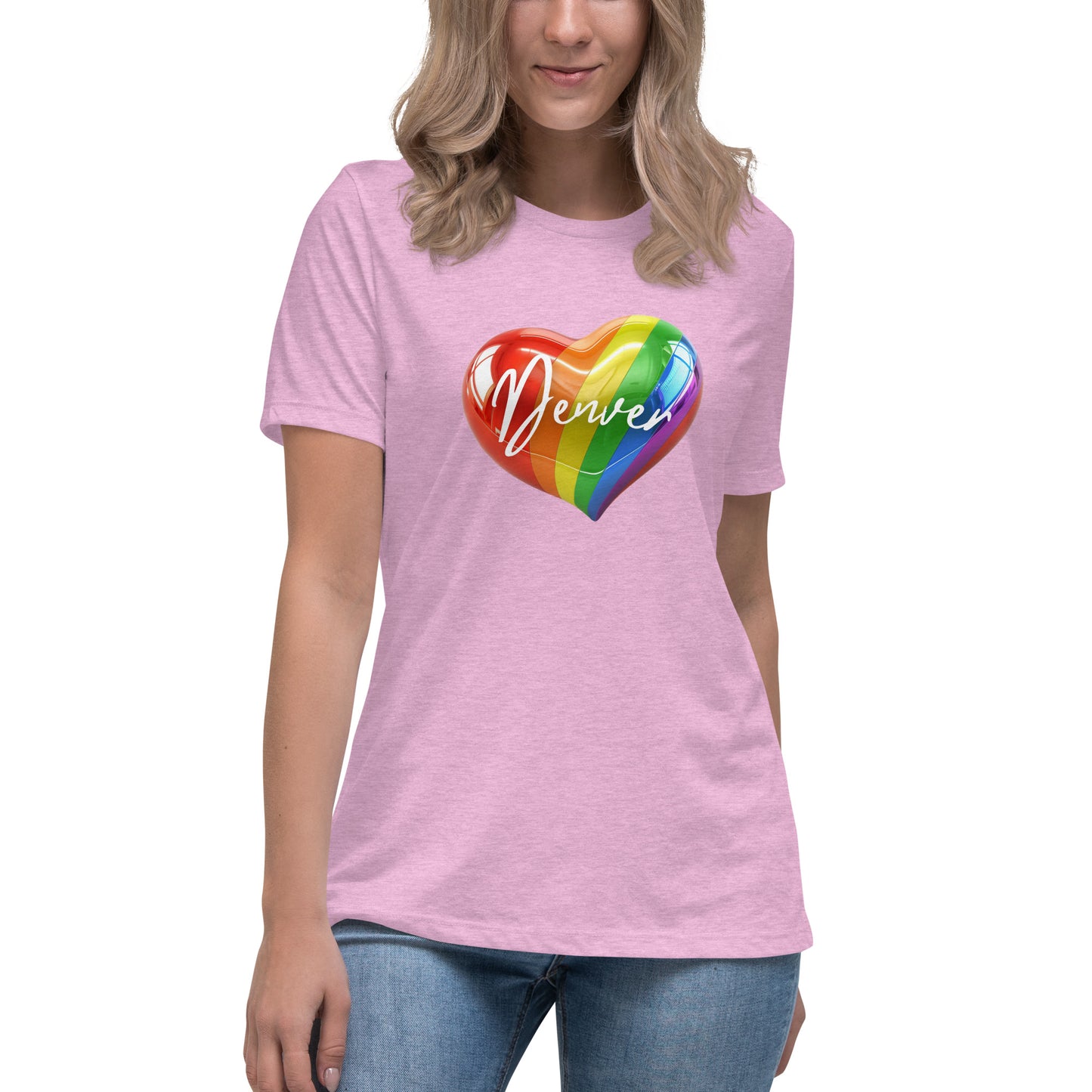 Denver Pride Rainbow Heart - Women's Relaxed T-Shirt