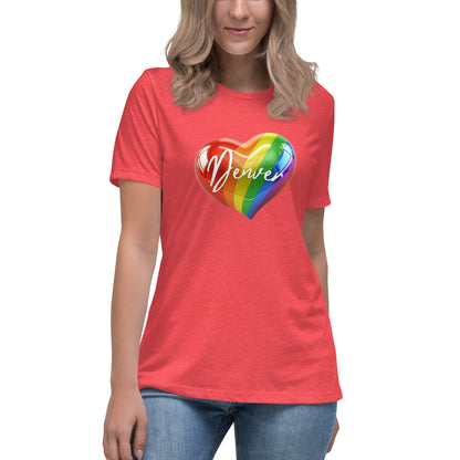 Denver Pride Rainbow Heart - Women's Relaxed T-Shirt