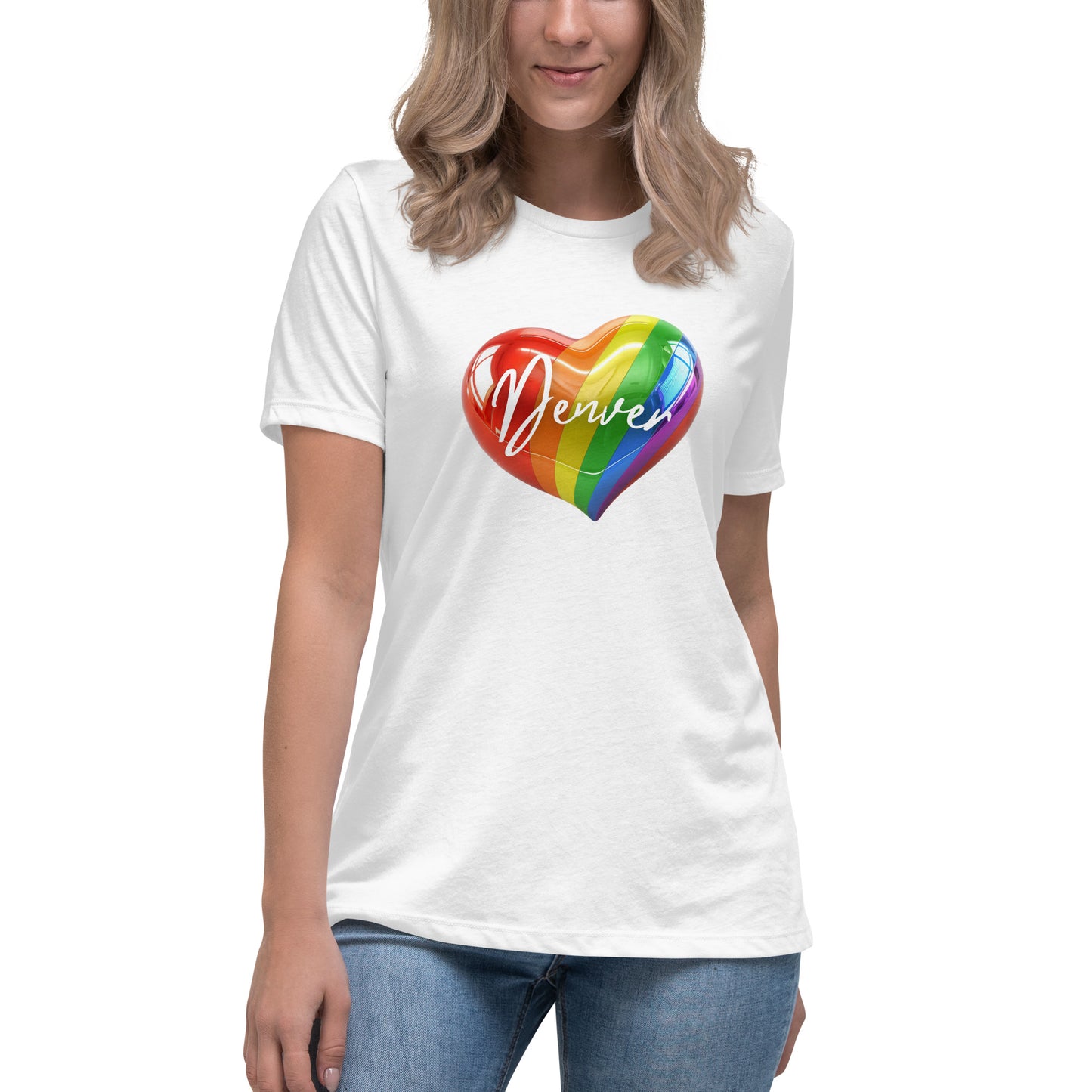 Denver Pride Rainbow Heart - Women's Relaxed T-Shirt