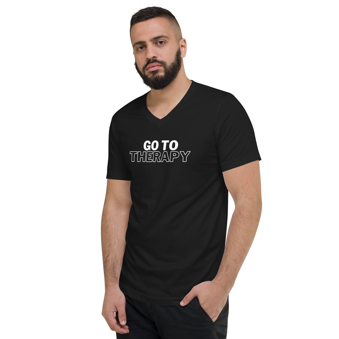 GO TO THERAPY - Short Sleeve V-Neck T-Shirt