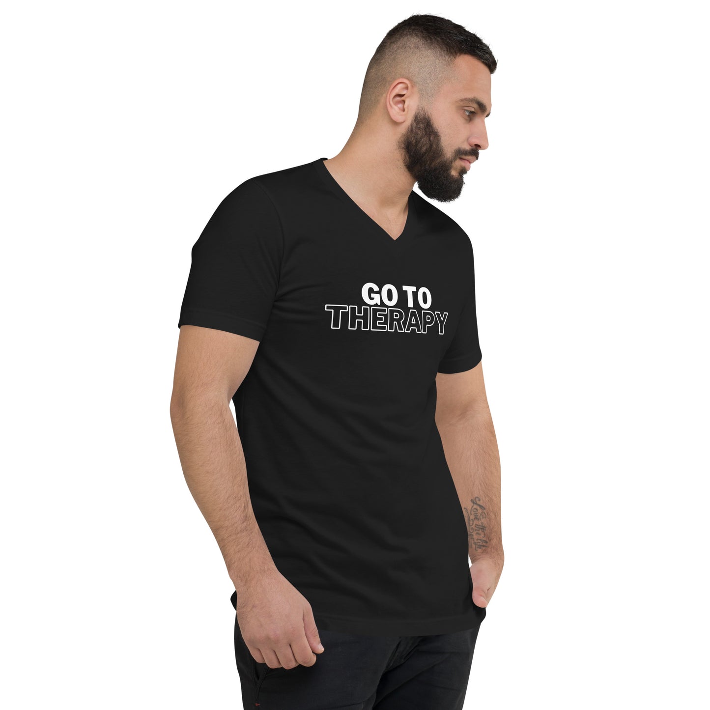 GO TO THERAPY - Short Sleeve V-Neck T-Shirt